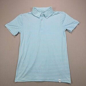 Tommy Bahama Active Boys Youth XL 14 Blue White Stripe Polo Shirt Golf Tennis